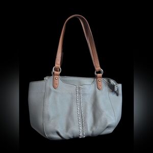 The Sak Gray Shoulder Bag with Brown Straps
